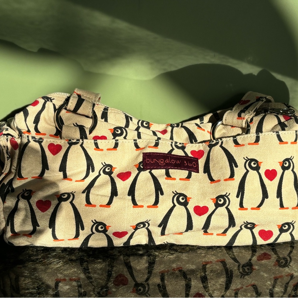 Bungalow 360 Penguin Print Bag - Cream and Black